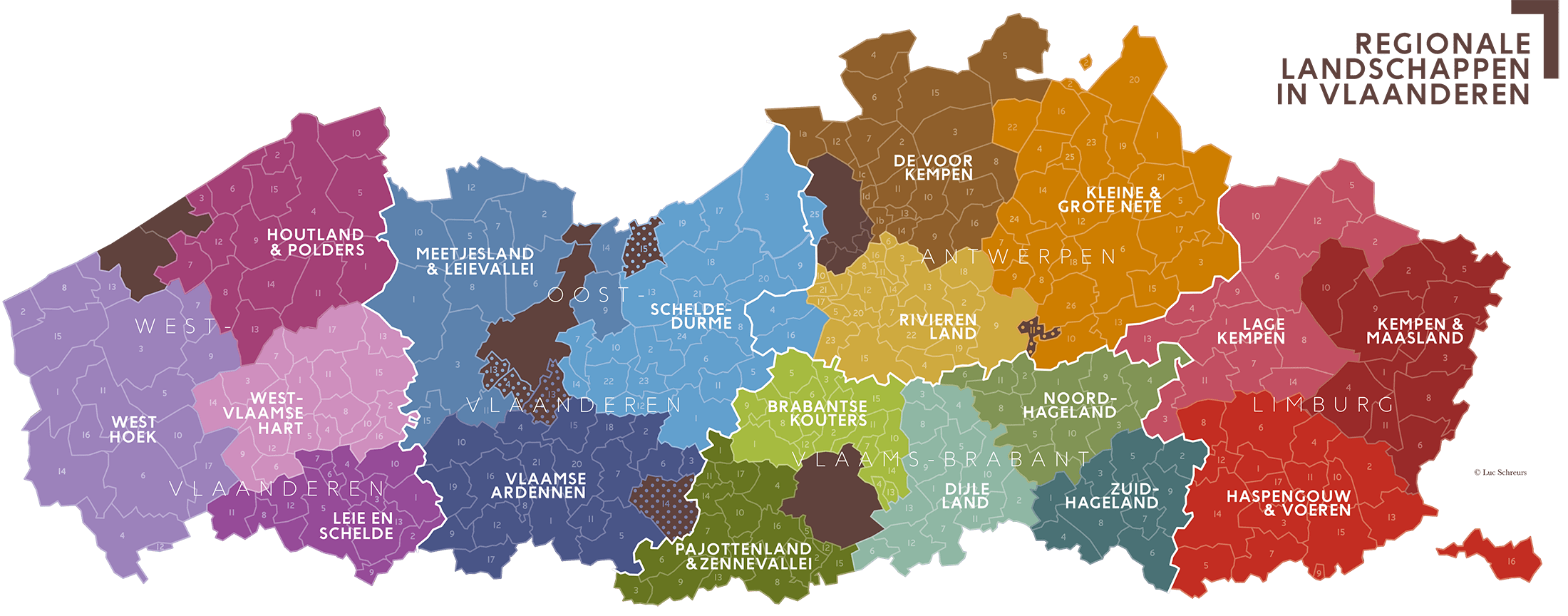 Kaart Regionale Landschappen in Vlaanderen